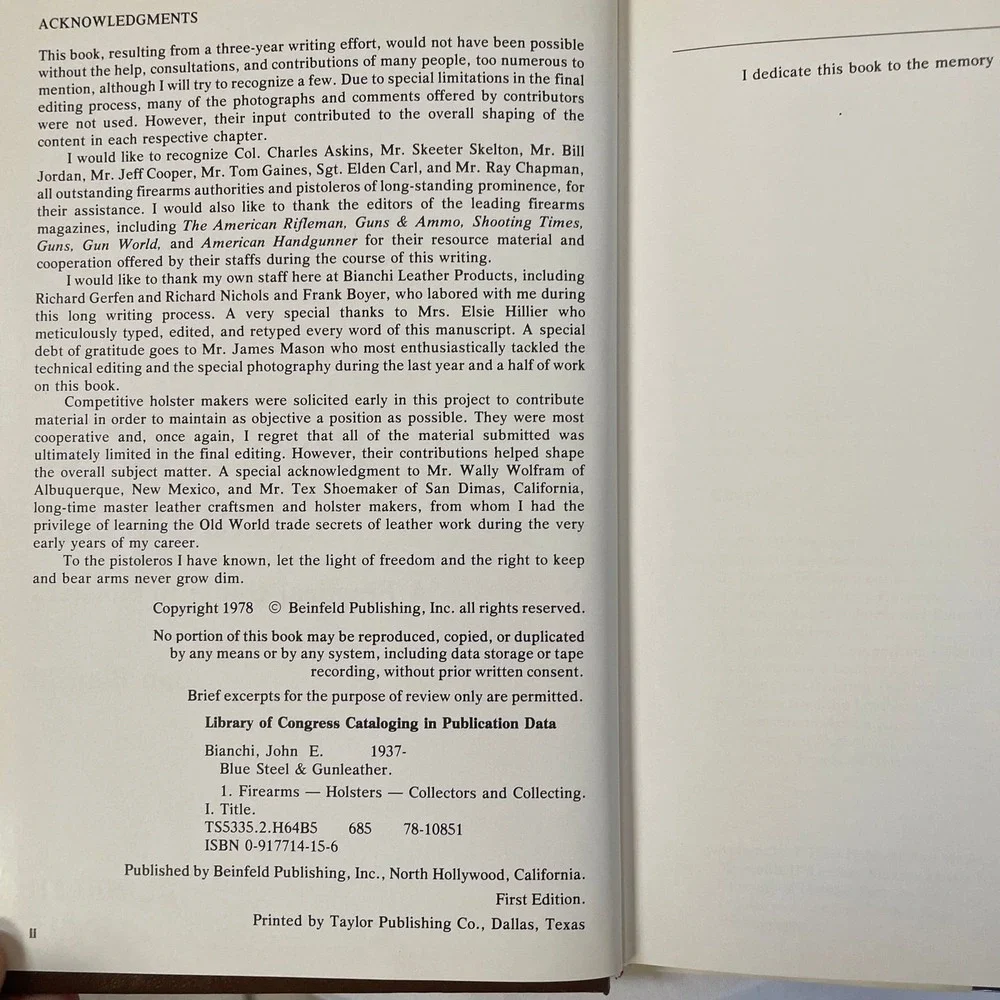 Blue‎ Steel & Gunleather by John Bianchi SIGNED Hardcover 1978 1st Ed. No DJ